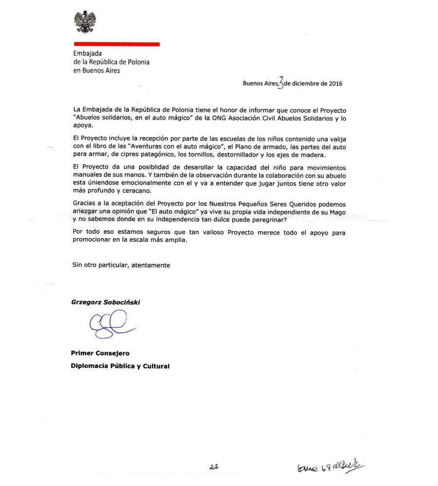 Aval de la Embajada de la República de Polonia