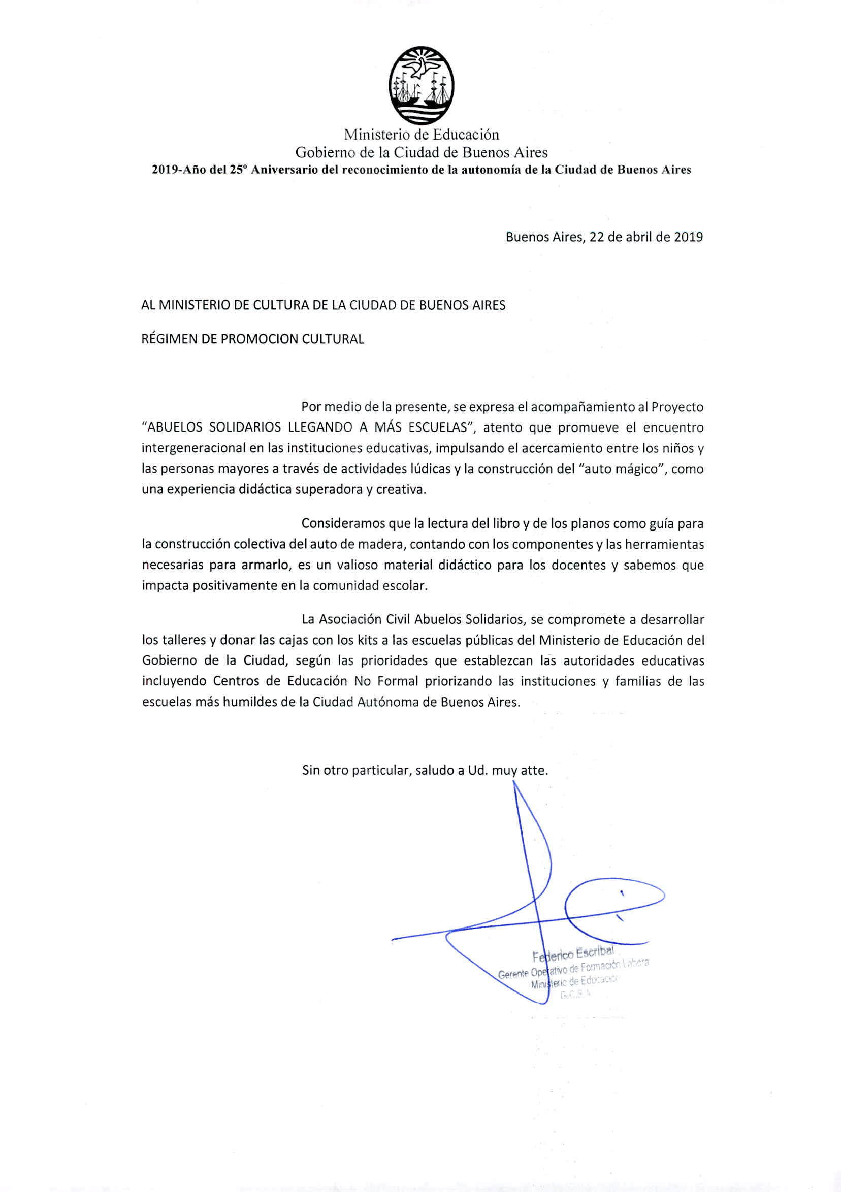 Aval de Federico Escribal