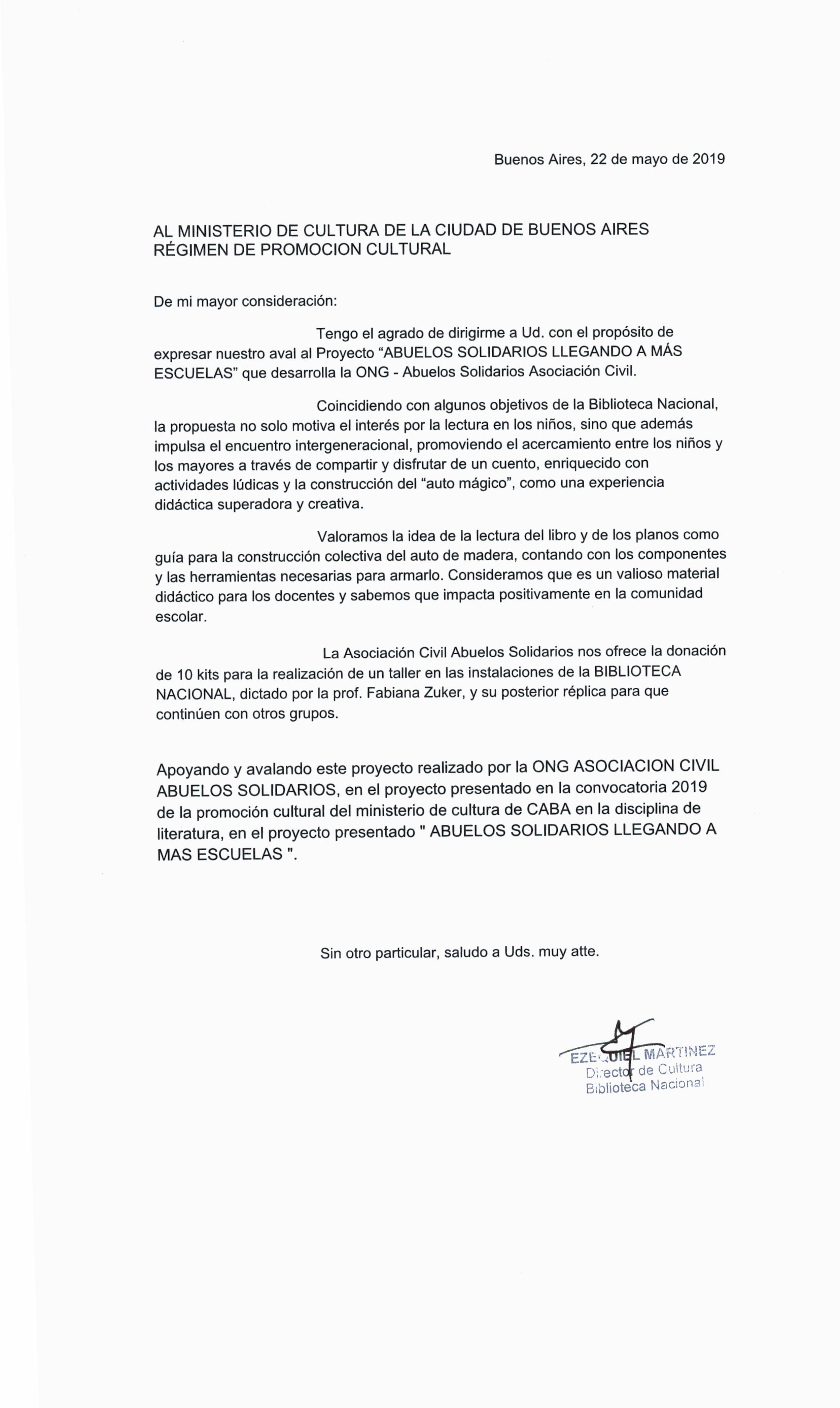 Aval de Ezequiel Martinez